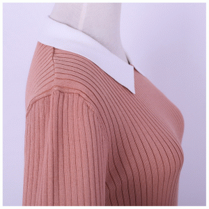 Maglioncino pullover a maniche corte con ricamo a forma di collo e maniche a forma di libellula per occasioni ufficiali