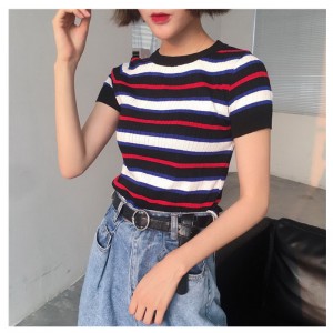 Maglione a manica corta da donna Summer Thin Mutiful Stripes