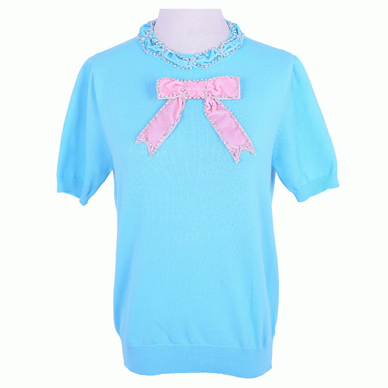 Maglione lavorato a maglia Pullover lavorato a maglia da donna con cucitura estiva e strass cucito a maglia