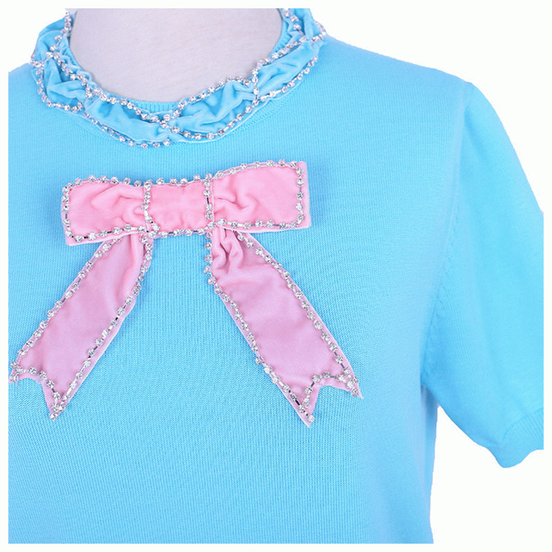 Maglione lavorato a maglia Pullover lavorato a maglia da donna con cucitura estiva e strass cucito a maglia