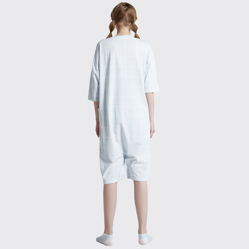 Set di pigiami da ricamo in jersey di cotone stampato da donna