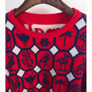 Maglioncino lavorato a maglia da donna in jacquard con cucitura a maglia in jacquard invernale