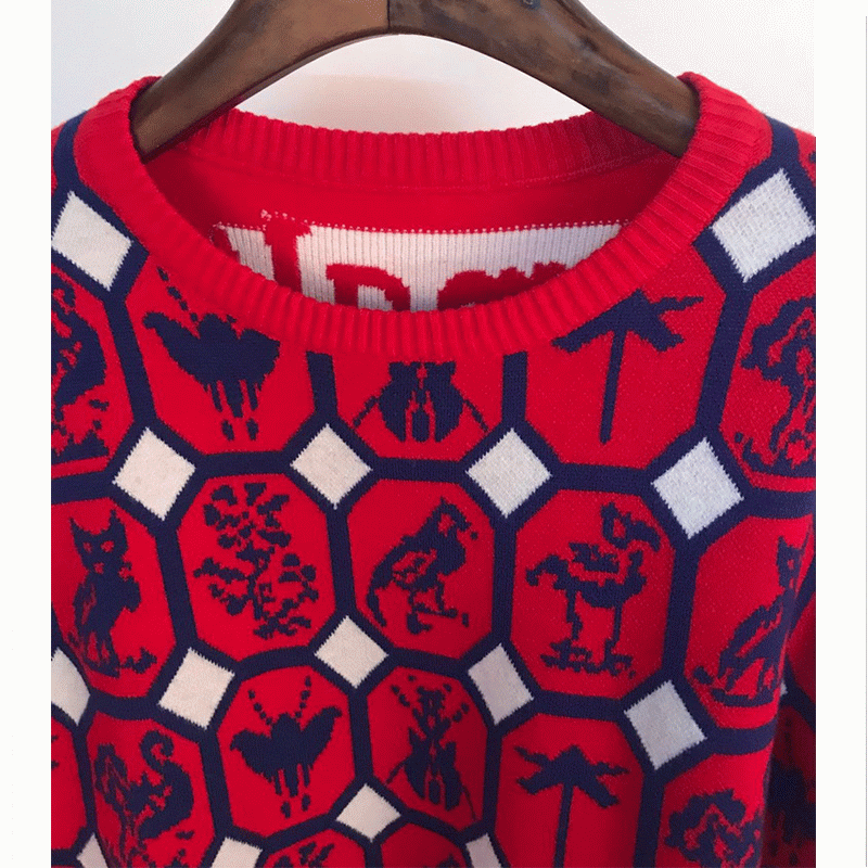 Maglioncino lavorato a maglia da donna in jacquard con cucitura a maglia in jacquard invernale