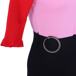 2018 Summer Cowl Neck a manica corta da donna, due pezzi, abito lavorato a maglia