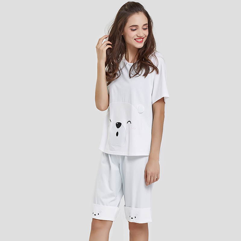 Pigiama da ricamo in tessuto modal Jersey da donna