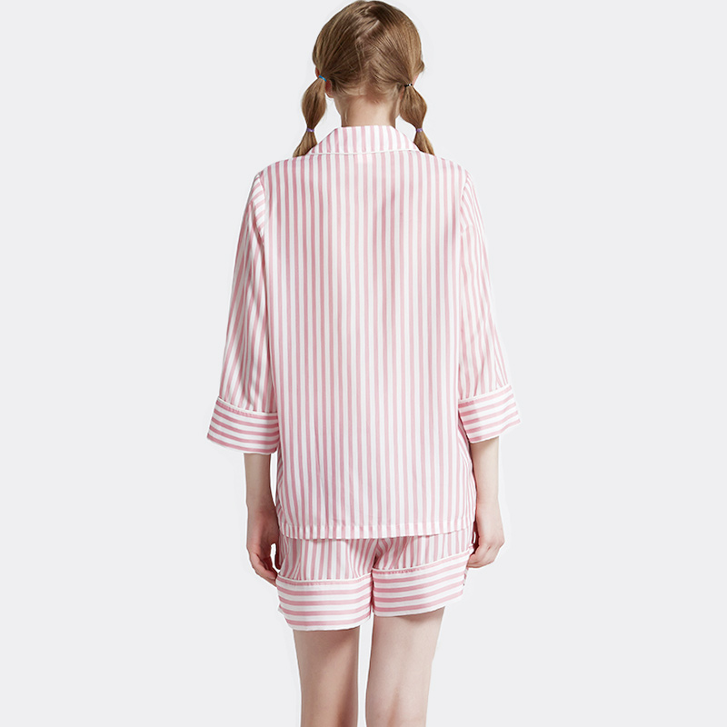 Set pigiama di raso stampato a righe da donna