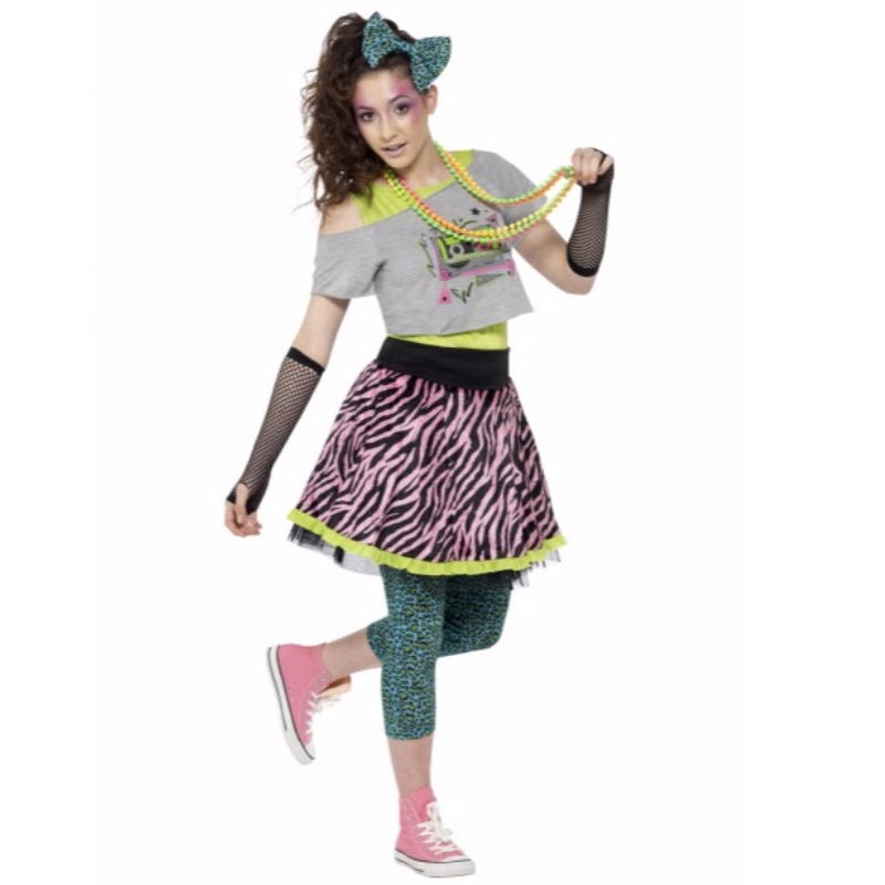 Ragazze dei bambini Ritorno a 80s Wild Child Costume Dress Gonna Shirt all'ingrosso