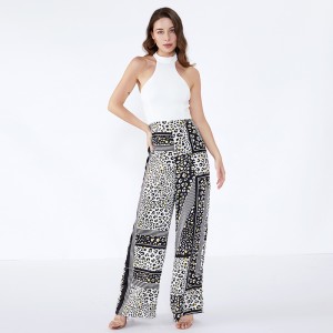 Pantaloni da donna a pantaloni moderni a fantasia casuale con pantaloni a righe