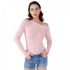 Camicetta a maniche lunghe a manica lunga da donna vintage in chiffon con una spalla JCGJ190315010