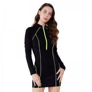 Fabbrica OEM alta qualità striscia nera avvolgere abito benda economica estate nero vestito altalena