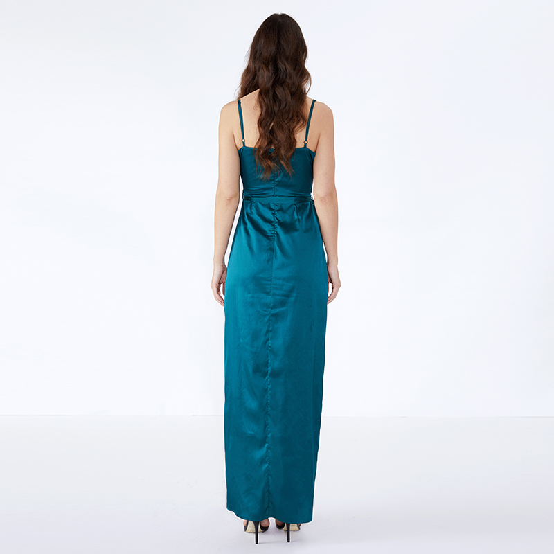 Maxi vestito da sera stretto da donna di design a falda semplice con spalline personalizzate OEM