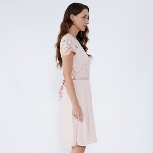 Bowknot Pink Formal Lace Casual Women Dresses Usura del partito JCGJ190315082