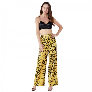 Pantaloni Leopardo Texture Donna Palazo Giallo con Elastico JCGJ190315037