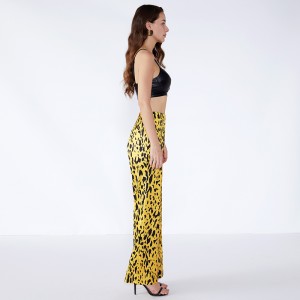 Pantaloni Leopardo Texture Donna Palazo Giallo con Elastico JCGJ190315037