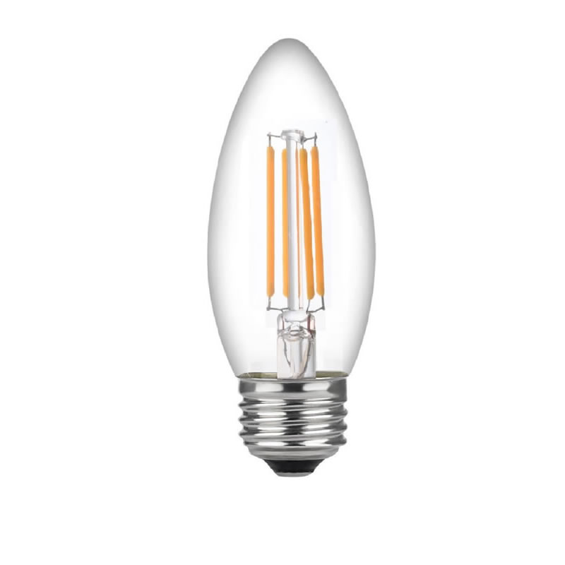 Lampadine a LED Candelabri da 60 Watt Base media, Lampadine a candelabro, Filamento dimmerabile Lampadine a LED da 60 Watt (Utilizza solo 4,5 watt), Lampadine a candela a filamento LED C37