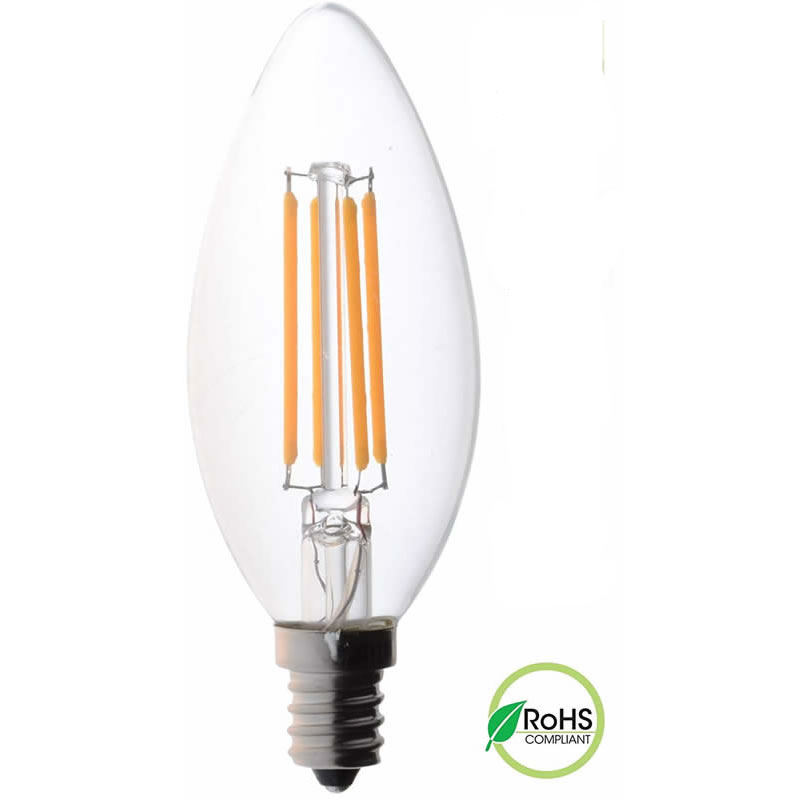 Lampadine a LED Candelabri da 60 Watt Base media, Lampadine a candelabro, Filamento dimmerabile Lampadine a LED da 60 Watt (Utilizza solo 4,5 watt), Lampadine a candela a filamento LED C37