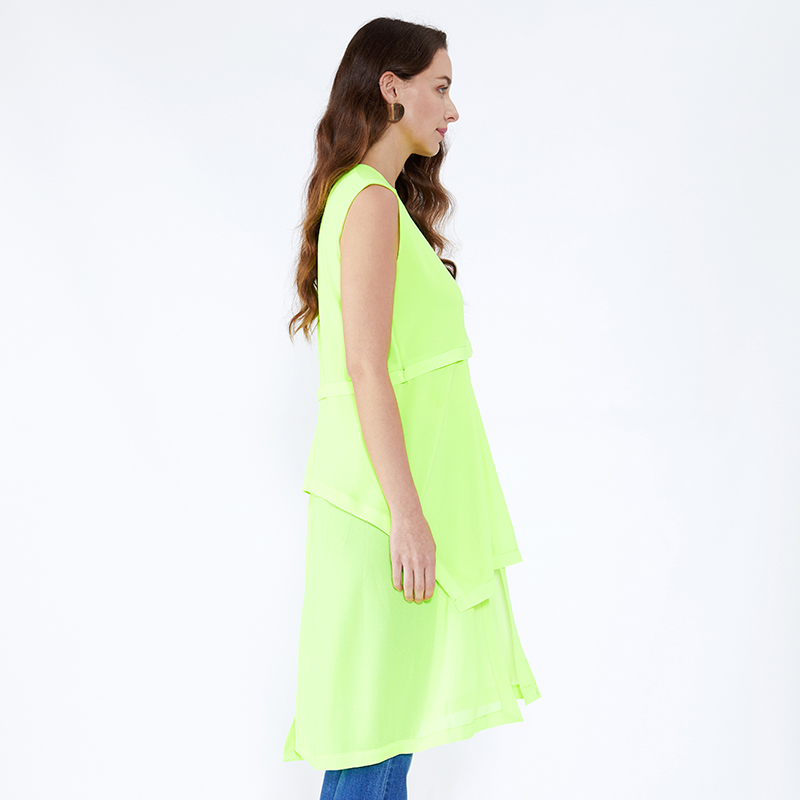 Disegni larghi verde fluorescente Camicia e top donna a maniche lunghe