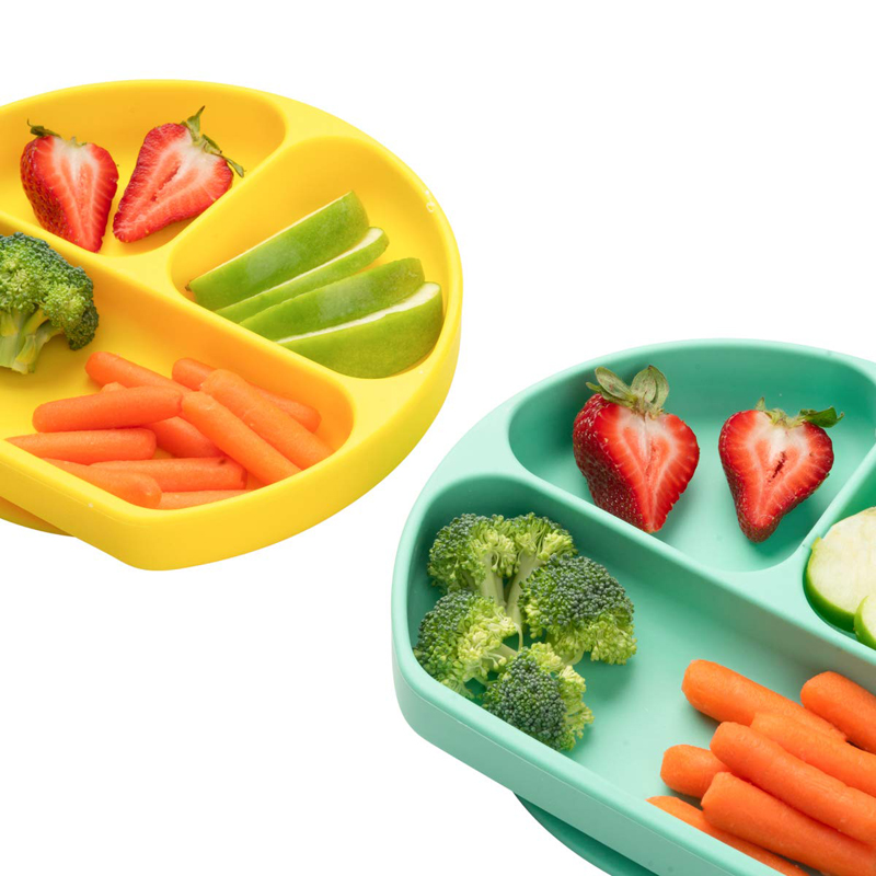 Piatti da pranzo per bambini rotondi in silicone termoresistente