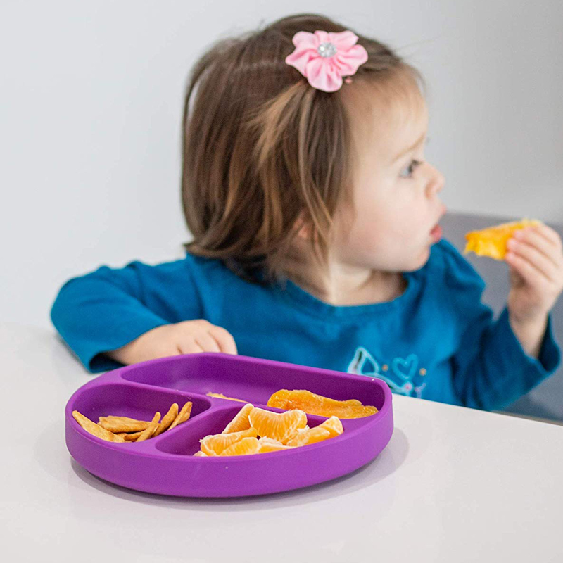 Piatti da pranzo rotondi per bambini in morbido silicone antiscivolo