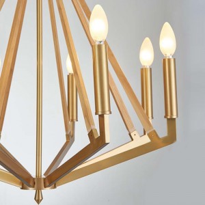 Lampadario semplice casa in legno in ferro battuto originale Km2122