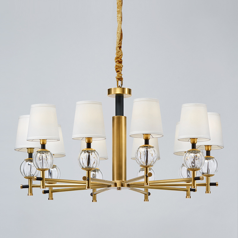 Lampadario in tessuto cristallo minimalista con decorazione camera da letto moderna Km2120