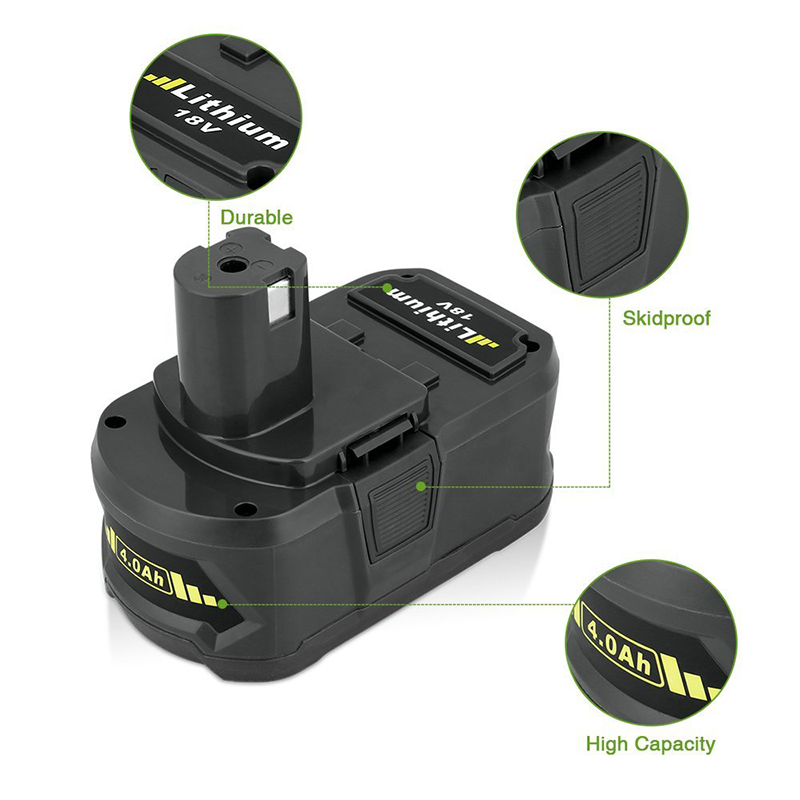 Batterie per trapano a batteria Li-ion 4000mAh 18V di ricambio per Ryobi P105, P106, P107, P108