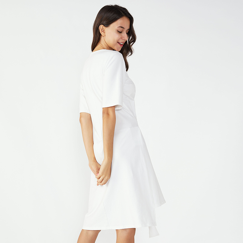 Midi Bianco Kaftan Vintage Maternity Dress Donna Casual