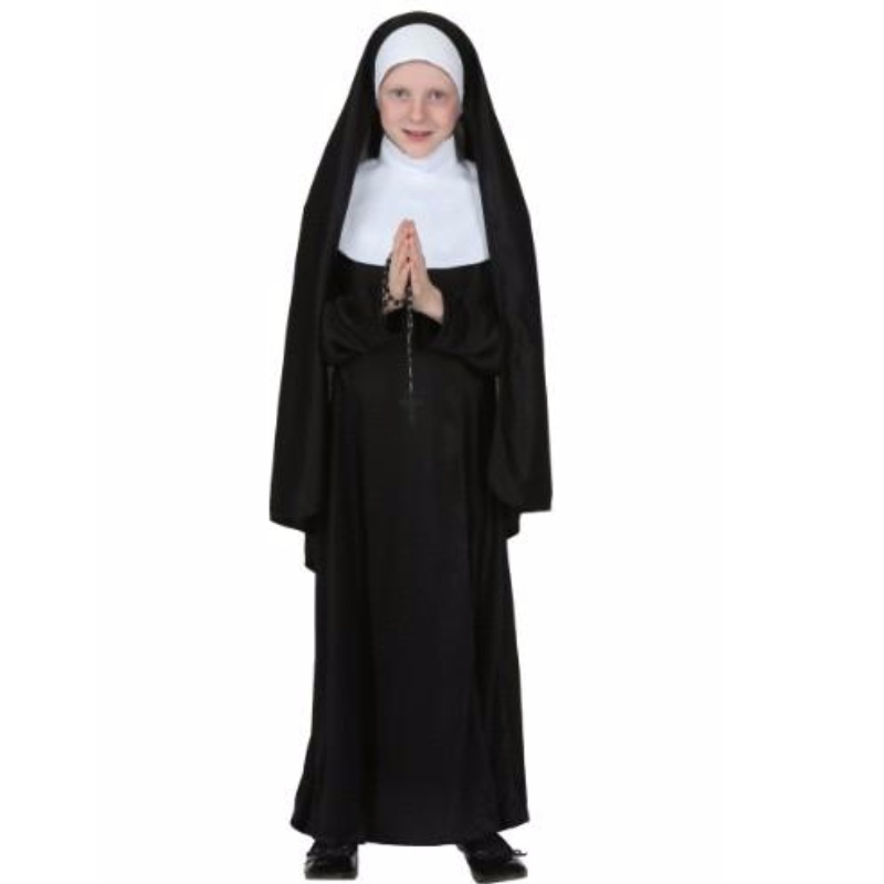 Costumi di Halloween per ragazze nere. Costume da suora per bambini