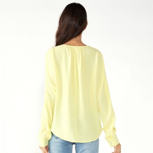 Top in chiffon con maniche lunghe da donna da ufficio