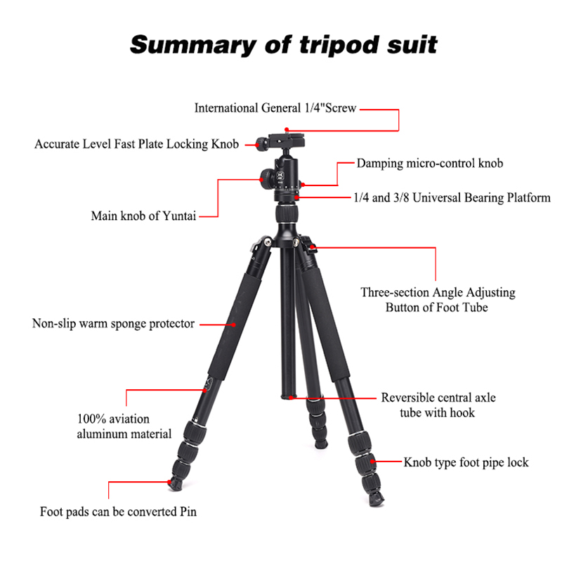 DIAT AM254A KH10 Treppiede per fotocamera in alluminio per fotografia professionale in studio Treppiede per esterno per fotocamera