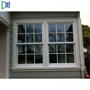 Finestre scorrevoli verticali in alluminio a doppia impiccagione con trattamento superficiale di verniciatura a polvere