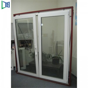 Finestre bidirezionali in alluminio temperato con apertura in vetro temperato e finestre di tornitura con rivestimento in polvere grigio