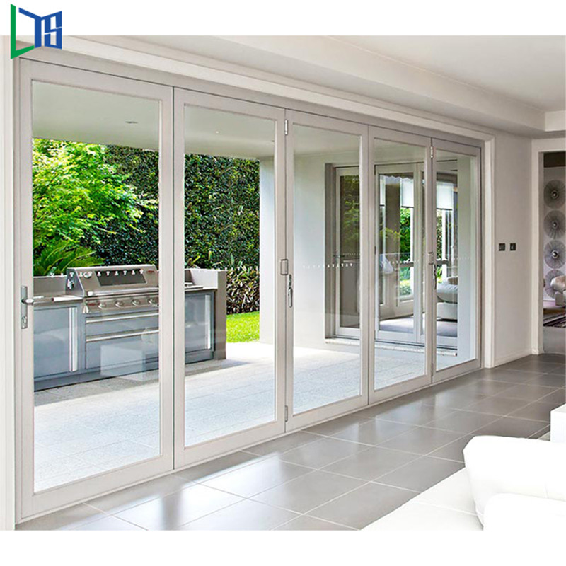 Australiano Doppio vetro Lowes Bi Fold Porta fisarmonica Vetro in alluminio Patio Esterno Porta Bifold Porta bi-fold