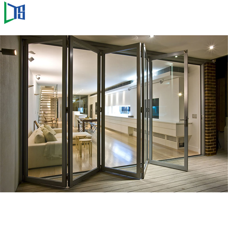 Rottura termica di alta qualità Doppio design in vetro coibentato in vetro di vetro Cartella portafoto in alluminio Pieghevole Bifold Porta pieghevole