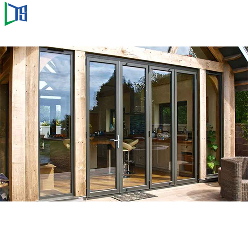 Rottura termica di alta qualità Doppio design in vetro coibentato in vetro di vetro Cartella portafoto in alluminio Pieghevole Bifold Porta pieghevole