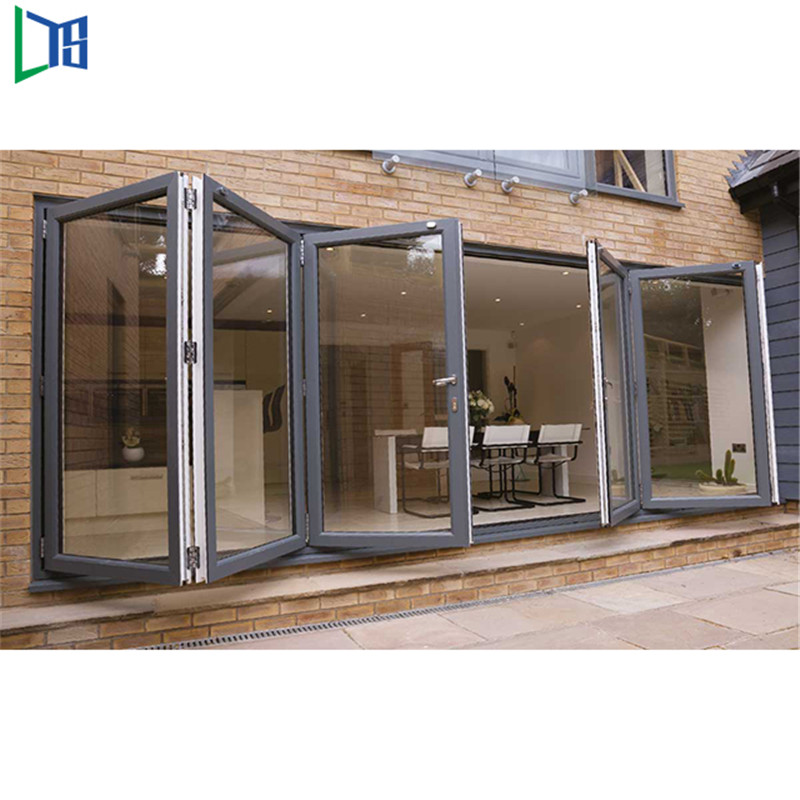 Fornitore della Cina Telaio in alluminio temperato Vetro Bifold Porta scorrevole vetro pieghevole Doppi vetri