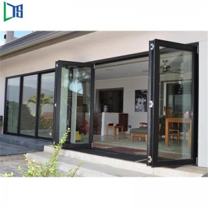 Doppio vetro Bi Fold Porta fisarmonica Vetro in alluminio Patio Esterno Bifold Porte Verniciatura a polvere Finito