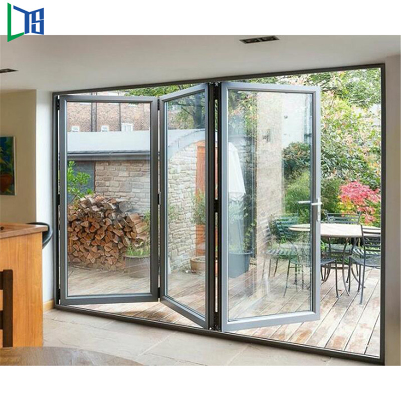 Doppio vetro Bi Fold Porta fisarmonica Vetro in alluminio Patio Esterno Bifold Porte Verniciatura a polvere Finito