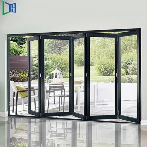 Doppio vetro Bi Fold Porta fisarmonica Vetro in alluminio Patio Esterno Bifold Porte Verniciatura a polvere Finito