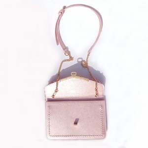 HD0823 - Borsa a tracolla in pelle rosa intrecciata e pelle PU per donna
