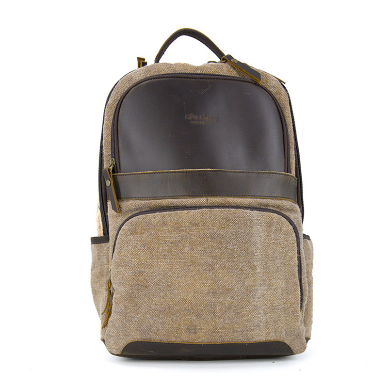 19SC-7748D OEM portatile morbido zaino moda, materiale in vera pelle + tela, zaino computer portatile business computer manica