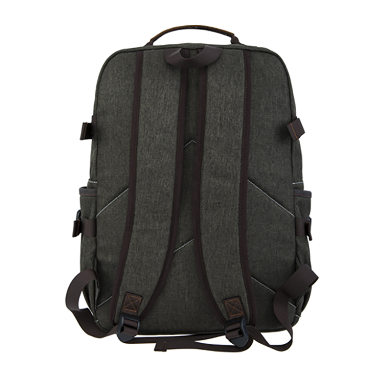 18SC-6891D Army Green Durabel Canvas zaino in vera pelle Business Laptop Bagpack Pacchetto viaggio genuino