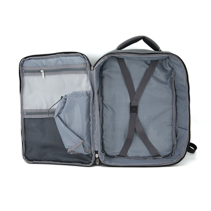 19SA-7936D vendita calda di grande capacità poliestere 1680D con zaino in PU per computer portatile moda trim 15.6