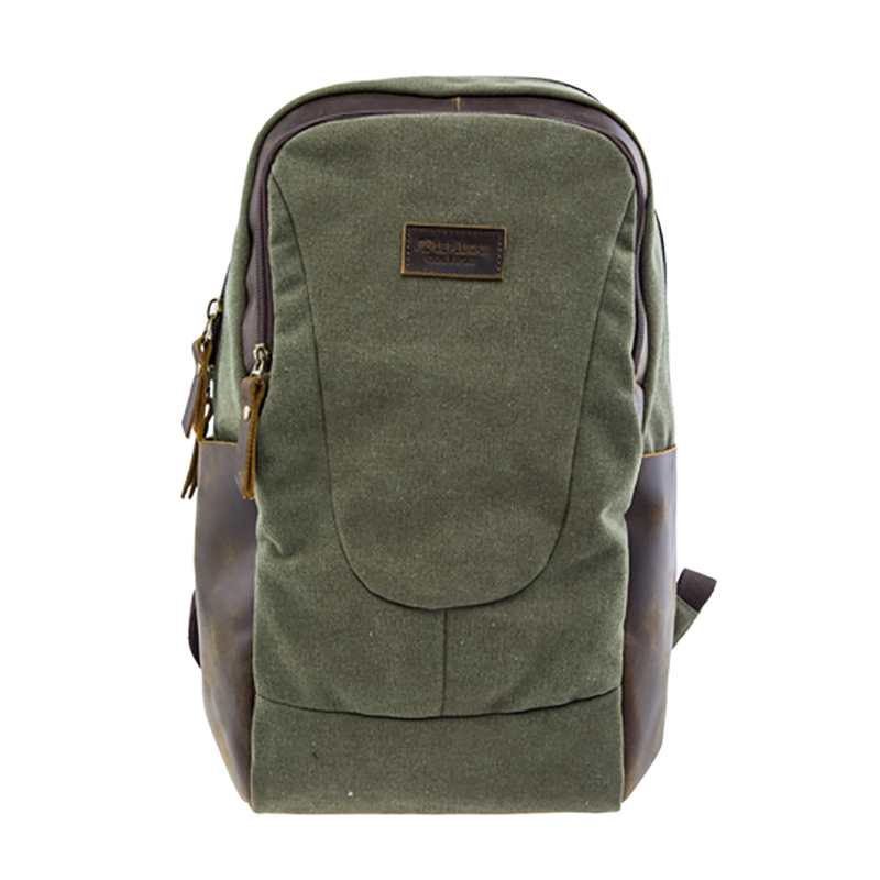 17SC-6456D Benvenuto Zaino da viaggio eco-sostenibile in tela verde ecologica con scomparto per laptop fino a 15,4 pollici