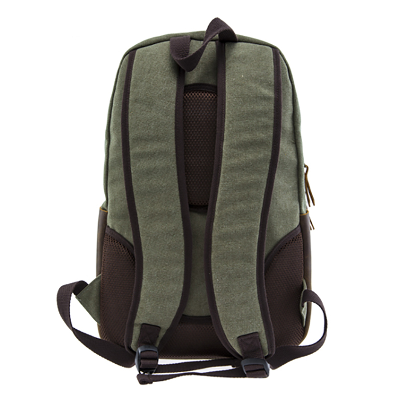 17SC-6456D Benvenuto Zaino da viaggio eco-sostenibile in tela verde ecologica con scomparto per laptop fino a 15,4 pollici