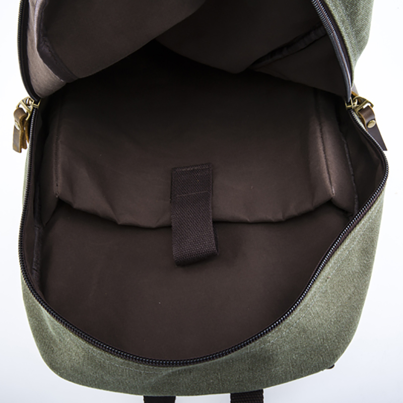 17SC-6456D Benvenuto Zaino da viaggio eco-sostenibile in tela verde ecologica con scomparto per laptop fino a 15,4 pollici