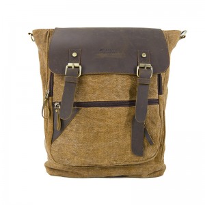 19SC-7909D cerniera stretta scomparto per computer in pelle con patta in tela da uomo zaino