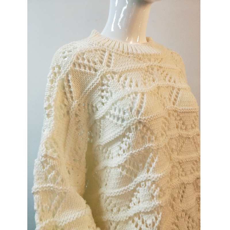 MAGLIONE CROCHET BIANCO DONNA RLWS0021F