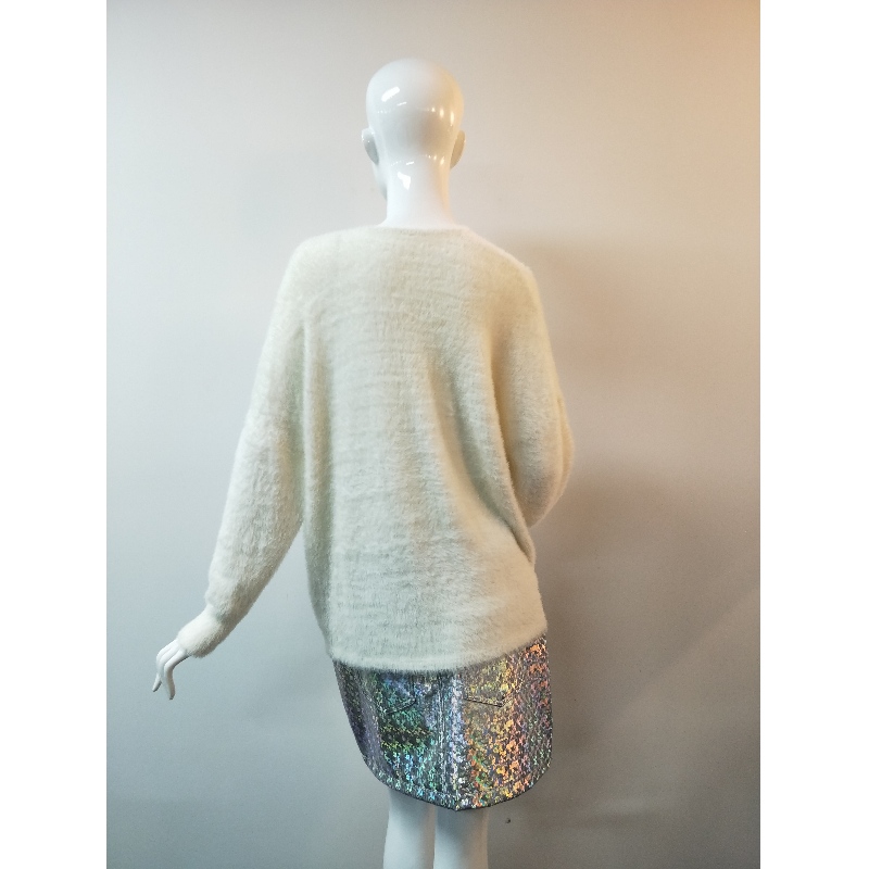 MAGLIONE BIANCO SCOLLO AV RLWS0025F