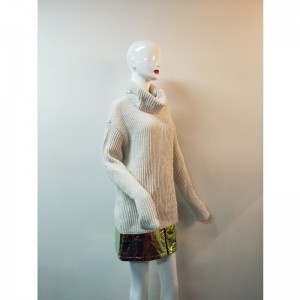 MAGLIONE BIANCO COLLO ALTO A MANICHE LUNGHE RLW0045F